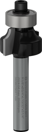 Broca para enrutador Bosch PRO, redondeada, vástago R de 1/8″ y 1/4.